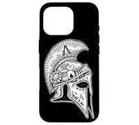 Casque de Guerrier d'Achille Spartan Mythologie Grecque Blackwork Coque pour iPhone 16 Pro