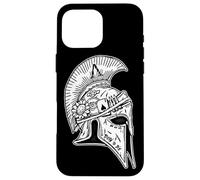 Casque de Guerrier d'Achille Spartan Mythologie Grecque Blackwork Coque pour iPhone 16 Pro Max