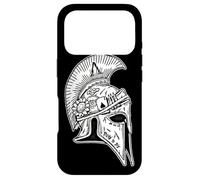 Casque de Guerrier d'Achille Spartan Mythologie Grecque Blackwork Coque pour iPhone 17 Pro