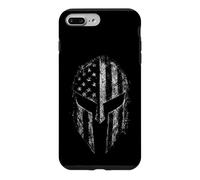 Casque de Guerrier Spartiate Patriotique Drapeau américain Vieilli Coque pour iPhone 7 Plus/8 Plus