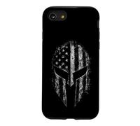 Casque de Guerrier Spartiate Patriotique Drapeau américain Vieilli Coque pour iPhone SE (2020) / 7/8