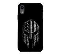 Casque de Guerrier Spartiate Patriotique Drapeau américain Vieilli Coque pour iPhone XR