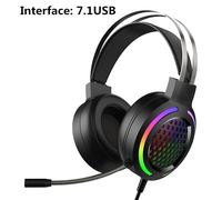 Casque de jeu 7.1 son Surround USB 3.5mm filaire RGB lumière casque de jeu avec microphone pour tablette PC pour PS4 Gamer, 7.1 USB