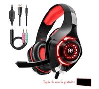 Casque de jeu avec micro antibruit pour PS4 Xbox One PC - Bull Head Red