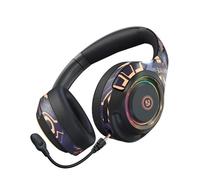 Casque de jeu Bluetooth 5.0 HIFI 3D Stéréo Basse sans fil RGB Light PC Casques avec microphone pour tablette pour ordinateur portable PS4, Noir