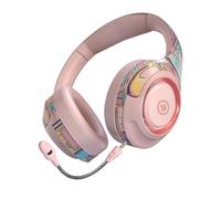 Casque de jeu Bluetooth 5.0 HIFI 3D Stéréo Basse sans fil RVB Lumière PC Casques avec microphone pour tablette pour ordinateur portable PS4, Rose