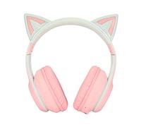 Casque de Jeu Bluetooth Cat Ear Casque Pliable sans Fil avec Lumière LED (Rose)