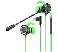 Casque de jeu de type C avec deux microphones, écouteurs filaires 3,5 mm et USB-C, diaphragme en composite de carbone de 10 mm, design intra-auriculaire antibruit pour (A)