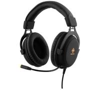 DELTACO GAMING Casque Gamer Son Stéréo, Éclairage LED Orange au Micro et Écouteurs, Contrôle du Son à l'Écouteur, Câble 2,10 m avec 3 Sorties (1 USB, 2 x 3,5 mm), Adaptateur 1 x 3,5 mm Inclus, Noir