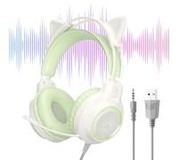Casque de jeu - Écouteurs lumineux Cute Kitty, téléphone musical filaire sur l'oreille, audio ergonomique pour ordinateur portable | Appels téléphoniques pour étudier à la maison, dortoir, appartement