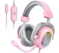 Casque de Jeu FIFINE RGB Surround 7.1, Son 3-EQ/MIC, Contrôle en Ligne pour PC, PS4/PS5 ¿ Rose