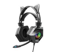 Casque de jeu filaire a oreille de chat a Led professionnel avec micro pour PS4 PS5 Xbox Ordinateur PC Gaming Headset HD Mic Avec Mute Key-cat ear RGB sans boîte