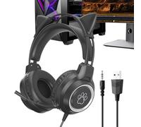 Casque de jeu filaire - Écouteurs légers avec câble - Casque stéréo surround - Bandeau de réduction du bruit - Outil audio pour microphone - Casque supra-auriculaire - Casque pour consoles PC mobiles