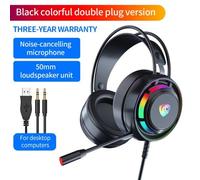 Casque de jeu filaire, écouteurs stéréo, Microphone USB, lumière colorée, pour PC, ordinateur portable, livraison directe