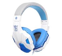 Casque de jeu Filaire Gamer Casque stéréo Son sur l'oreille Casque avec micro lumière LED pour PS4 XBOX PC Ordinateur portable Blanc Bleu