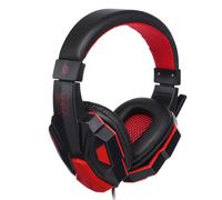 Casque de jeu Filaire Gamer Casque stéréo Son sur l'oreille Casque avec micro lumière LED pour PS4 XBOX PC Ordinateur portable, Noir et rouge