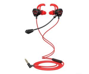 Casque de jeu filaire intra-auriculaire avec microphone omnidirectionnel et micro omnidirectionnel direct pour une parole naturelle (rouge)