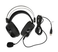 Casque de jeu haut de gamme, casque stéréo fermé, compatible multiplateforme, interface USB 2.0, réduction du bruit, témoin lumineux, microphone