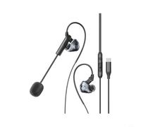 Casque de jeu intra-auriculaire avec micro, réduction du bruit, câble de | Matériau TPE, câble de 1,2 m, pour HiFi Deep pour basses, microphone à réduction du bruit, crochet d'oreille sécurisé pour