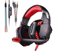 Casque de jeu KOTION EACH G2000 stéréo avec microphone pour PC Gamer Rouge