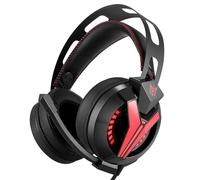 Casque de jeu LED léger casque de controle filaire à réduction de bruit professionnel avec micro flexible, noir et rouge