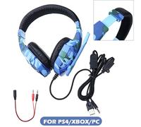 casque de jeu lumineux LED Camouflage, pour ordinateur portable PS4 Pro Xbox One, casque stéréo filaire 3.5mm, 1 pièce