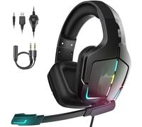 Casque de jeu multiplateforme, design ergonomique et confort optimal grâce à son microphone pliable, ses coussinets doux et son stéréo 3D