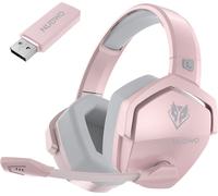 Casque de jeu NUBWO G06, connexion sans fil 2,4 GHz/câble de 3,5 mm/batterie rechargeable intégrée/microphone externe jetable pour la réduction du bruit,Rose