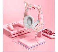 Casque de jeu - ONIKUMA - K9 - Filaire - Microphone - Rose avec oreilles de chat