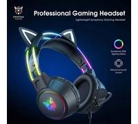 Casque de jeu ONIKUMA X15 Pro avec lumière RGB dynamique, microphone à oreilles de chat détachable, casque stéréo surround Taille UniquePC