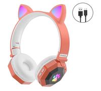 Casque de jeu pliable sans fil avec Microphone, musique, sport, lumière RGB, cadeau, suppression du bruit, oreille de chat, 5.0