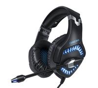 Casque de jeu PS4 Casque Bass 3D Surround Stereo Gamer Headset avec micro pour PS4 Laptop Phone Xbox, Noir bleu