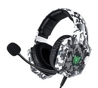 Casque de jeu RGB avec micro pour PS4 Xbox One PC PS5 filaire avec contrôle du volume 3,5 mm pour ordinateur portable (gris)