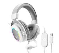 Casque de jeu RVB dynamique avec micro Casque supra-auriculaire 7.1 Surround Sound PC PS4 PS5 3 options EQ Jeu Film Musique-H6 WHITE