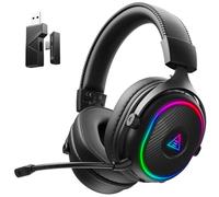 Casque de jeu sans fil 2,4 GHz pour PS5, PC, PS4, Switch, mobile, Mac, casque de jeu Bluetooth avec microphone, RVB, latence de 30 ms, batterie 50H, USB et Type-C Ultra, casque de jeu filaire PC pour