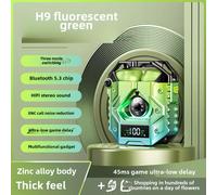 Casque de jeu sans fil Bluetooth 5.3 H9 Nouveau modèle corps métallique complet technologie d'affichage électrochimique design cybergame couleur fluorescent vert