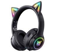 Casque de jeu sans fil - RNCYN - Oreille de chat RVB - BT 5.0 - Effets LED - Son surround 40MM - Confort ergonomique