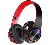 Casque de jeu sans fil - RUMOCOVO - Pliable lumineux - Bluetooth - Sur-oreille - Noir Rouge