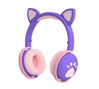 Casque de jeu sans fil, stéréo 5.0, oreille de chat mignon pour enfants, HIFI, sur-oreille avec micro LED, lumineux, basses pliables, contrôle du Volume