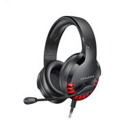 Casque de jeu sur l'oreille 3,5 mm USB lumière LED stéréo 7.1 son de basse 50 mm haut-parleur casque de jeu avec microphone, noir