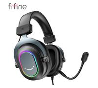 Casque de jeu USB FIFINE avec son Surround 7.1/contrôle de ligne/mode 3EQ, casque RVB avec micro, Plug and Play, pour PC/PS5 -H6 H6