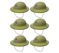 Casque de l'armée pour adultes - Casques de l'armée en plastique vert avec badge Union Jack - Accessoire de déguisement pour homme et femme