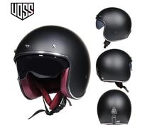 Casque de moto à visage ouvert,demi-casque rétro,jet vintage,VOSS 060,2020,3-4- black Helmet XL