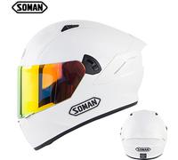Casque de moto avec lentille antibuée et attache rapide Système respirant et de ventilation Wearable Ergonomic Pearl White_XXL