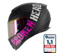 Casque De Moto BeProud Pink Cassé + Visier Rose Mi