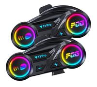 Casque de moto Bluetooth, 2 voies 500 m, système de communication interphone 2 conducteurs avec suppression du bruit CVC, 2 types de micros radio FM étanche pour VTT/motoneige (lot de 2)