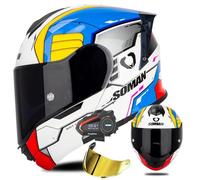 Casque De Moto Bluetooth, Casque Intégral Modulable À Visière Relevable Avec Intercom Bluetooth Intégré, Homologué ECE 22.06, Double Visière. 6,XXL/(63~64cm)