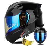 Casque De Moto Bluetooth, Casque Intégral Modulable À Visière Relevable Avec Intercom Bluetooth Intégré, Homologué ECE 22.06, Double Visière. 5,L/(59~60cm)