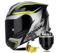 Casque De Moto Bluetooth, Casque Intégral Modulable À Visière Relevable Avec Intercom Bluetooth Intégré, Homologué ECE 22.06, Double Visière. 7,XXL/(63~64cm)