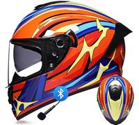 Casque De Moto Bluetooth Intégral Rabattable À Double Visière Intégré pour Adultes Hommes Femmes Course De Rue Cyclomoteur Approuvé Dot/ECE 6,XL